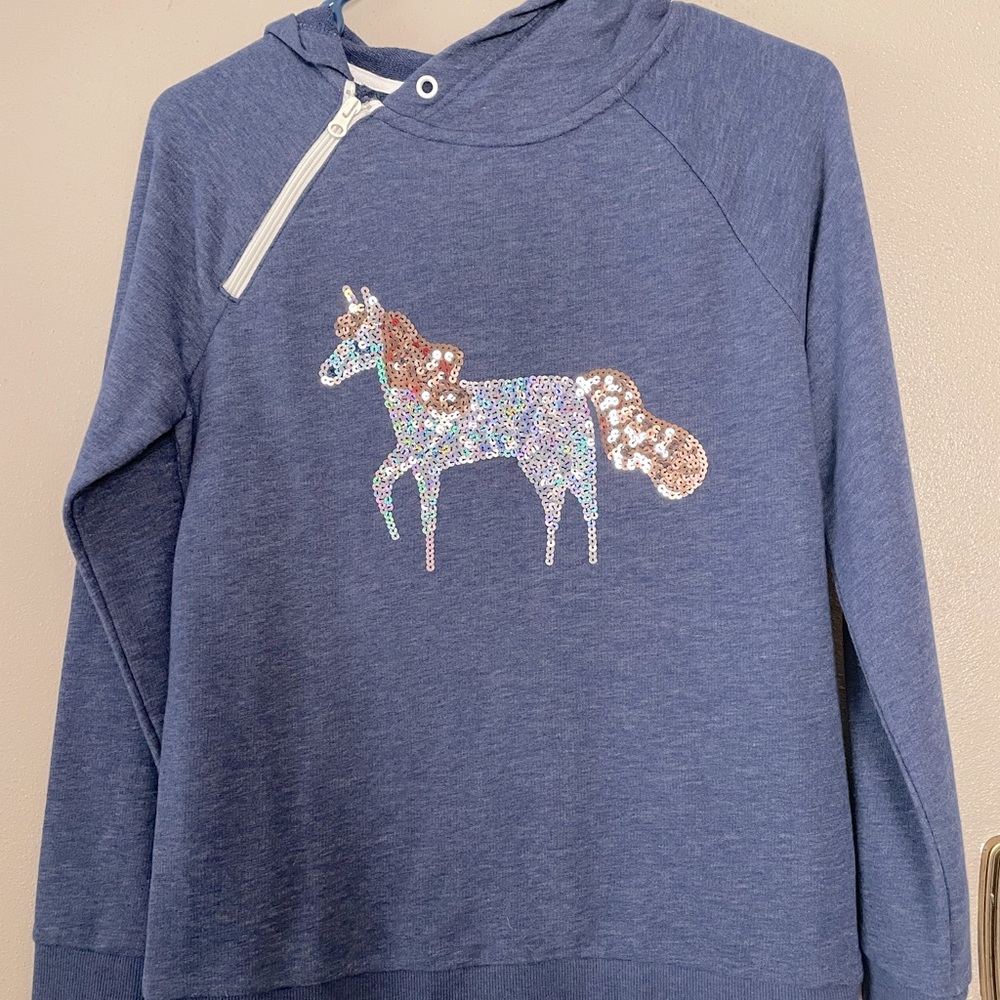 Cat and Jack girls hoodie with horse sequins design